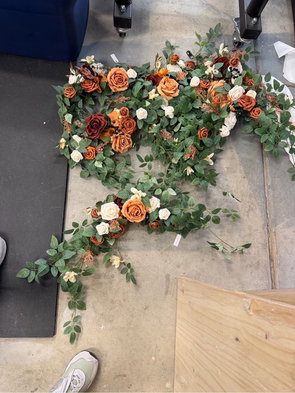 Artificial Rose Garland in Orange and Cream - Home Accents